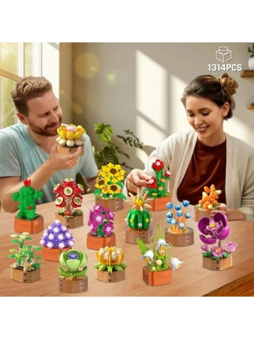 15 Pack Botanical Flower Building Set for Adults & Kids 6-12 | Creative Fun